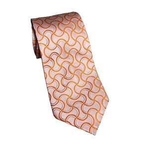 Farentino Ferre Men's Classic Tie Bright Orange Geometric Italy Design 100% Silk
